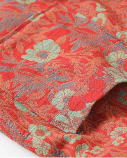 Seitenansicht des langen Kimono-Morgenmantels aus Baumwolle
