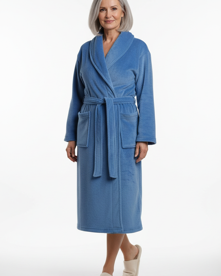 Blau kuscheliger Morgenmantel Damen lang - Flauschig - Ansicht 5