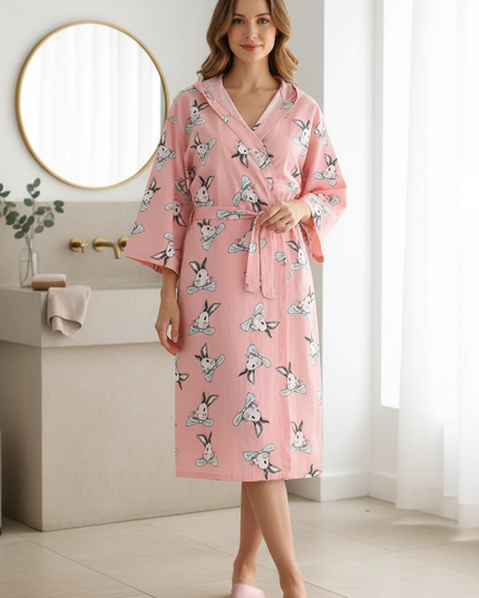 Kimono Morgenmantel Damen Frühling - leichter Jersey - Ansicht 1