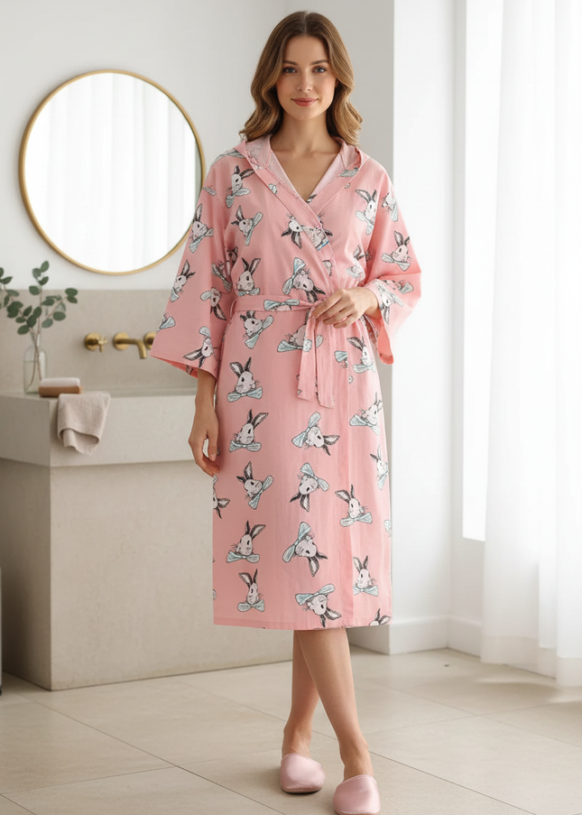 Kimono Morgenmantel Damen Frühling - leichter Jersey - Ansicht 1