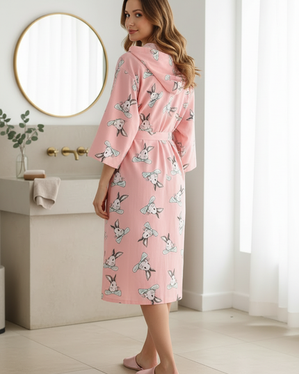 Kimono Morgenmantel Damen Frühling - leichter Jersey - Ansicht 2
