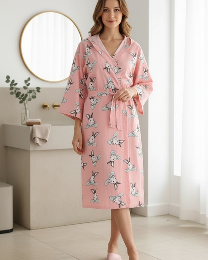 Kimono Morgenmantel Damen Frühling - leichter Jersey - Ansicht 3