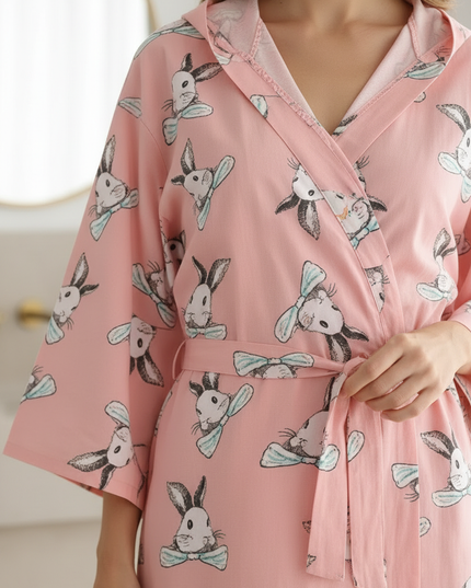 Kimono Morgenmantel Damen Frühling - leichter Jersey - Ansicht 4