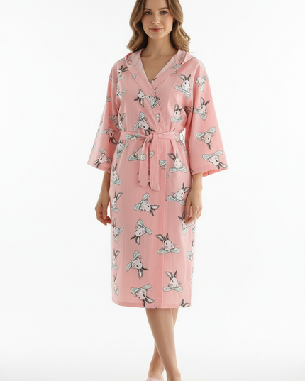 Kimono Morgenmantel Damen Frühling - leichter Jersey - Ansicht 5
