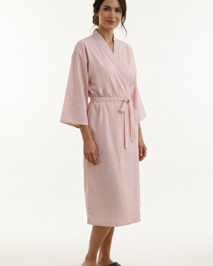 Kimono Morgenmantel Damen mit Taschen - Rosa - Ansicht 5