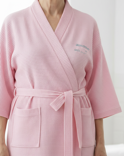 Morgenmantel Baumwolle Dünn - Rosa Kimono in M-XXL - Ansicht 4