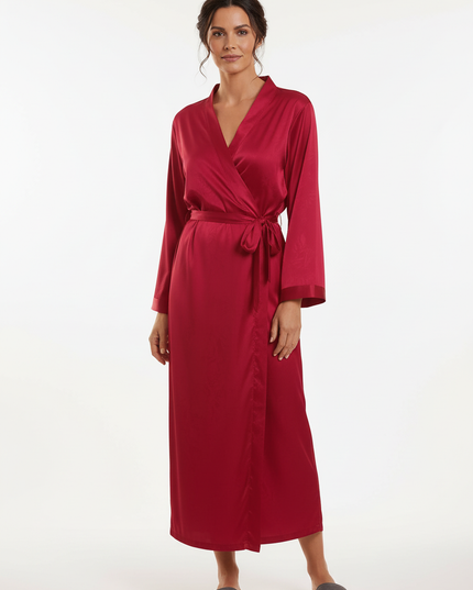 Morgenmantel Damen leicht Rot - Satin-Morgenmantel - Ansicht 5