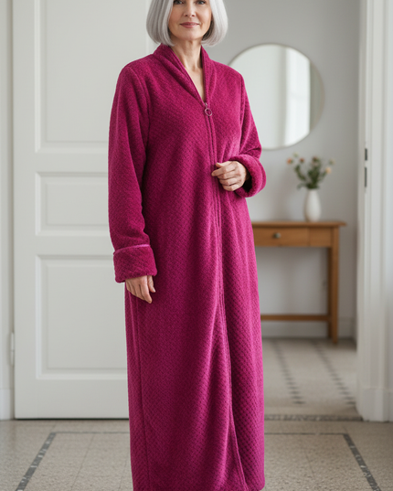 Morgenmantel Damen warm lang - kuscheliger Flanell - Ansicht 1