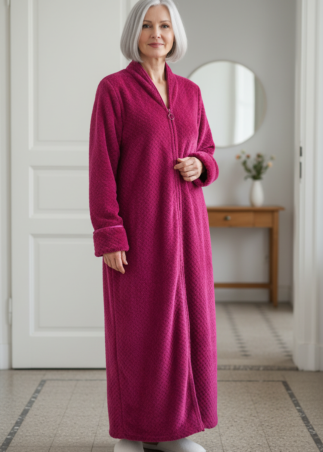 Morgenmantel Damen warm lang - kuscheliger Flanell - Ansicht 1