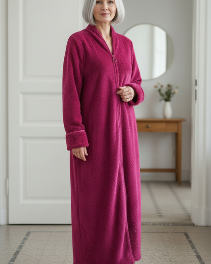 Morgenmantel Damen warm lang - kuscheliger Flanell - Ansicht 3