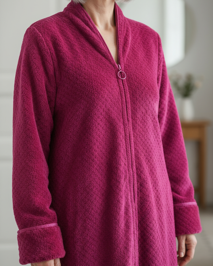 Morgenmantel Damen warm lang - kuscheliger Flanell - Ansicht 4